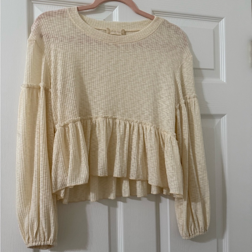 Altar'd State Cream Ruffled Blouse